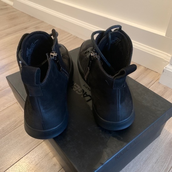 Karl Lagerfeld Shoes Black Nubuck High Tops Sneakers - Picture 4 of 10